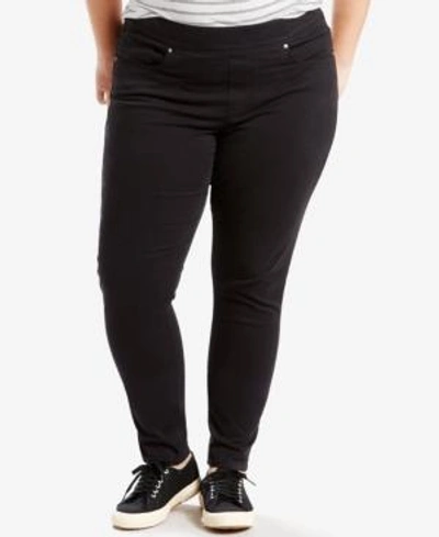 Shop Levi's Trendy Plus Size Pull-on Jeggings In Black Waves