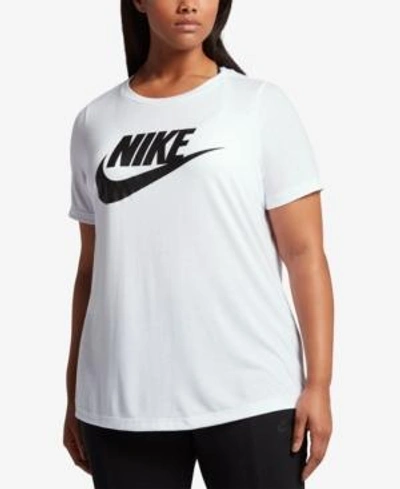 Shop Nike Plus Size Futura Logo T-shirt In White/black