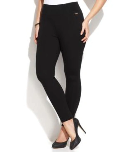 Shop Calvin Klein Plus Size Pull-on Skinny Compression Pants In Black