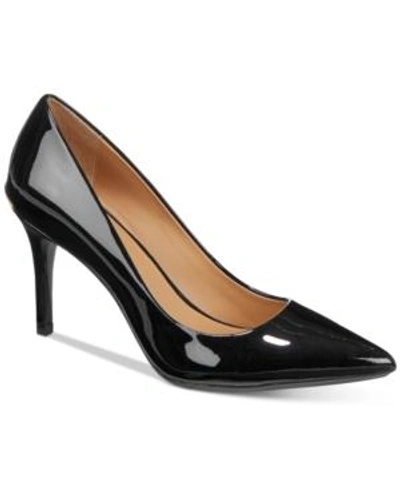 Shop Calvin Klein Women's Gayle Pointy Toe Classic Pumps In Black Patent