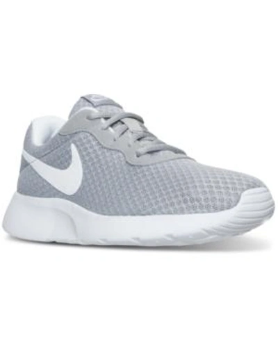 Shop Nike Women's Tanjun Casual Sneakers From Finish Line In Wolf Grey/black-white