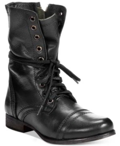 Shop Steve Madden Women's Troopa Lace-up Combat Boots In Black Leather