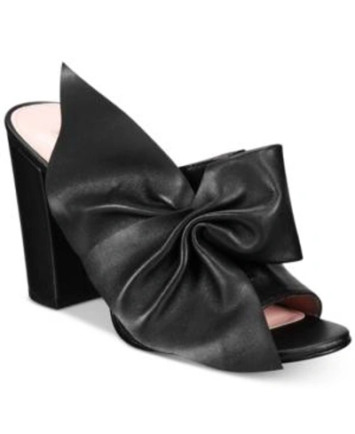 Shop Avec Les Filles Marie Bow Block-heel Slides Women's Shoes In Black