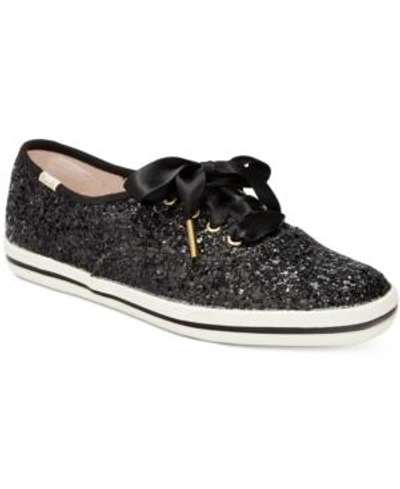 Shop Kate Spade Keds For  New York Glitter Lace-up Sneakers In Black