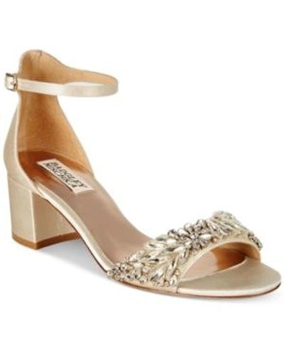 Shop Badgley Mischka Tamara Block-heel Evening Sandals Women's Shoes In Ivory