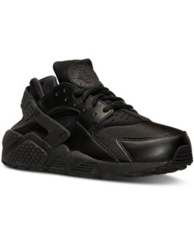 Shop Nike Women's Air Huarache Run Running Sneakers From Finish Line In Black/black