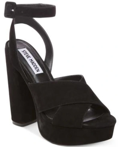 Shop Steve Madden Women's Jodi Platform Sandals In Black Suede
