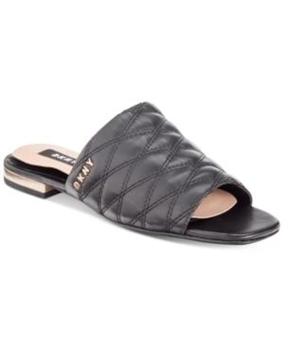 Shop Dkny Roy Flat Slide Sandals, Created For Macy's In Black