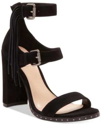 Shop Vince Camuto Jesina Block-heel Sandals Women's Shoes In Black