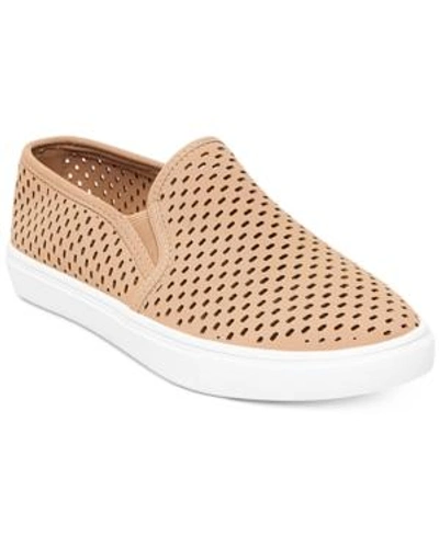 Shop Steve Madden Women's Elouise Perforated Slide-on Sneakers In Camel