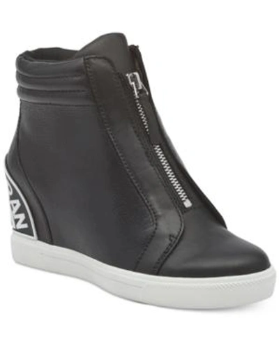 Shop Dkny Connie Slip-on Wedge Sneakers, Created For Macy's In Black