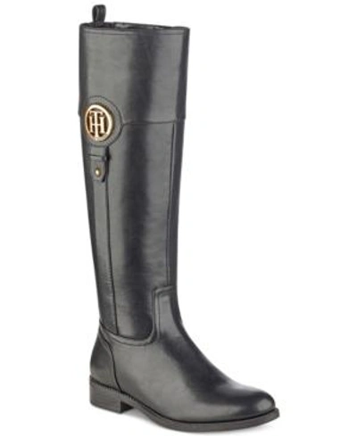 Shop Tommy Hilfiger Ilia2 Wide Calf Riding Boots, Created For Macy's Women's Shoes In Black
