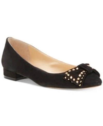 Shop Vince Camuto Annaley Studded Ballet Bow Flats Women's Shoes In Black