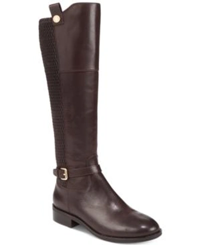 Shop Cole Haan Galina Riding Boots In Brown Leather