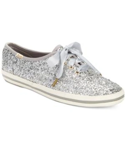 Shop Kate Spade Keds For  New York Glitter Lace-up Sneakers In Silver