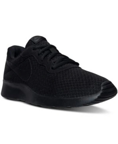 Shop Nike Men's Tanjun Casual Sneakers From Finish Line In Black/black-anthracite