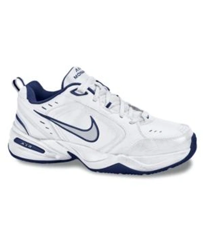 Shop Nike Men's Air Monarch Iv Training Sneakers From Finish Line In White/metallicsilver/navy