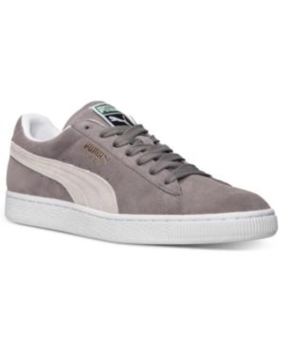 Shop Puma Men's Suede Classic+ Casual Sneakers From Finish Line In Steeple Grey White