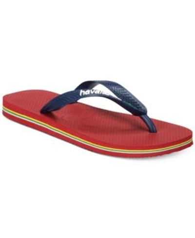 Shop Gucci Men's Brazil Logo Flip-flop Sandals In Dark Red