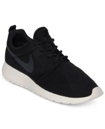 Shop Nike Men's Roshe Run Casual Sneakers From Finish Line In Black/white
