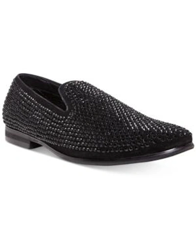 Steve Madden Men's Caviar Rhinestone Smoking Slipper In Black