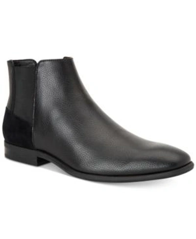Shop Calvin Klein Men's Larry Double Gore Leather Chelsea Boots Men's Shoes In Black