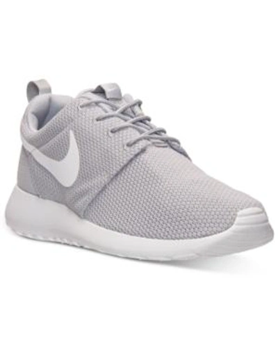 Shop Nike Men's Roshe Run Casual Sneakers From Finish Line In Wolf Grey/white