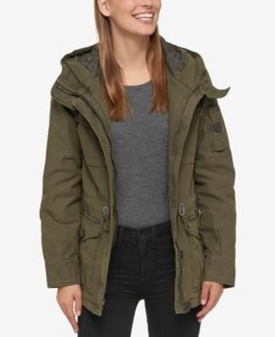 Shop Levi's Women's Hooded Military Jacket In Army Green