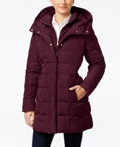 Shop Cole Haan Women's Hooded Down Puffer Coat In Merlot