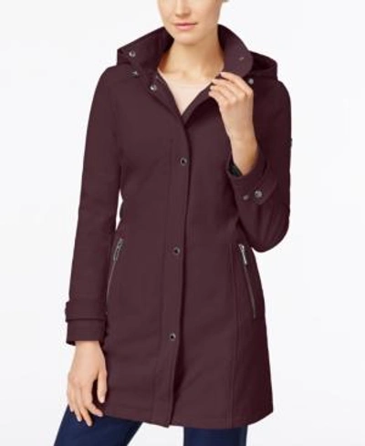 Shop Calvin Klein Hooded Softshell Raincoat, Created For Macy's In Chianti