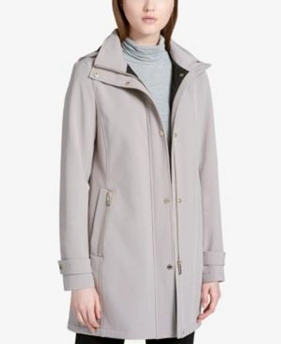 Shop Calvin Klein Hooded Softshell Raincoat, Created For Macy's In Thistle