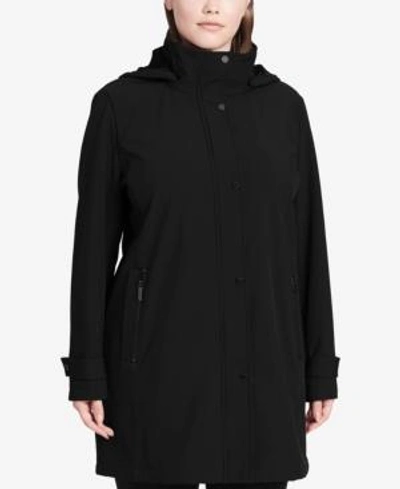 Shop Calvin Klein Plus Size Stretch Softshell Raincoat In Black