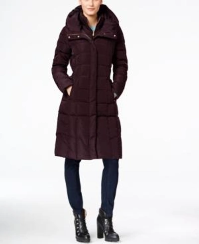 Shop Cole Haan Women's Box-quilt Down Puffer Coat In Merlot