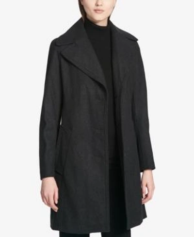 Shop Calvin Klein Oversized-collar Walker Coat In Charcoal