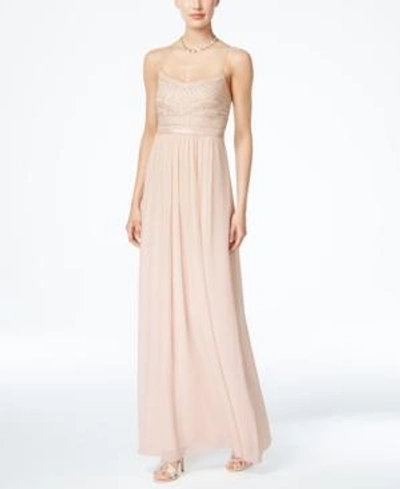 Shop Adrianna Papell Beaded Chiffon Gown In Blush