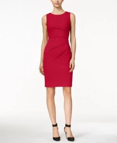 Shop Calvin Klein Sunburst Sheath Dress In Red