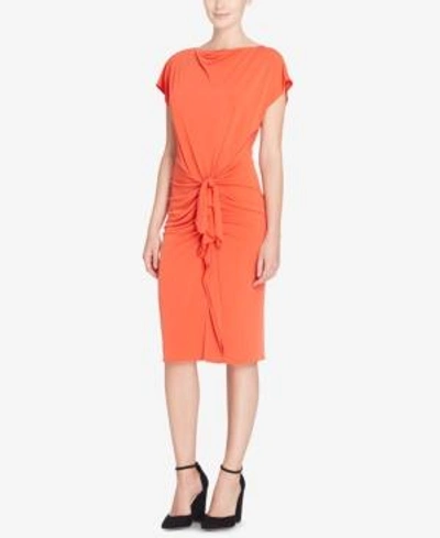 Shop Catherine Malandrino Catherine  Char Cotton Tie-front Dress In Poinciana