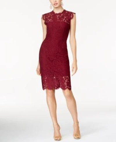 Shop Rachel Zoe Cap-sleeve Lace Dress In Maroon
