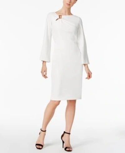 Shop Calvin Klein Embellished Sheath Dress In Cream