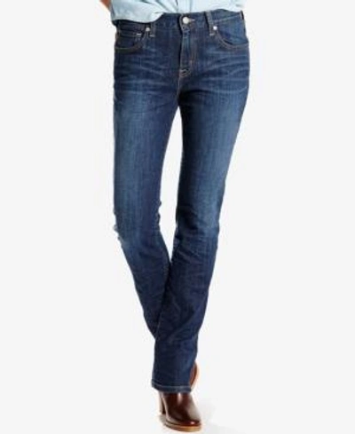 Shop Levi's Women's 505 Straight-leg Jeans In Sleek Blue