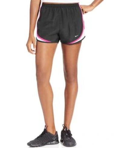 Shop Nike Women's Dri-fit Tempo Running Shorts In Black/white/vivid Pink