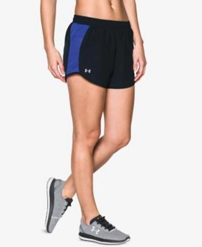 Shop Under Armour Fly By Running Shorts In Black/constellation Purple