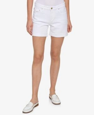 Shop Tommy Hilfiger Women's Th Flex Cuffed Bermuda Shorts In White