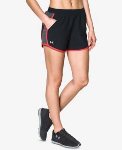 Shop Under Armour Fly By Running Shorts In Black/rhino Gray