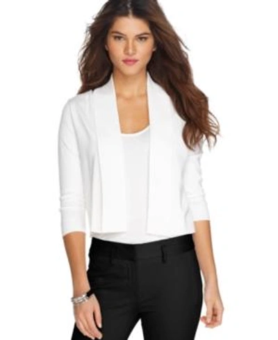 Shop Calvin Klein Open-front Three-quarter-sleeve Cardigan In White