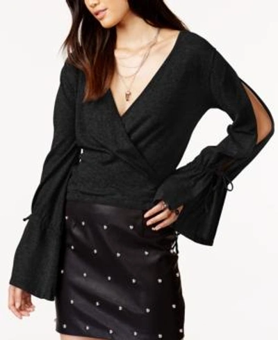 Shop Minkpink Chateau Cotton Wrap Sweater In Black