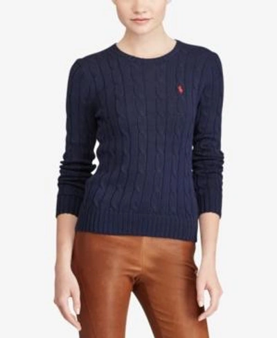 Shop Polo Ralph Lauren Cable-knit Cotton Sweater In Navy
