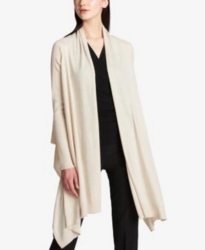 Shop Dkny Ribbed-sleeve Open-front High-low Cozy Cardigan In Oatmeal Heather