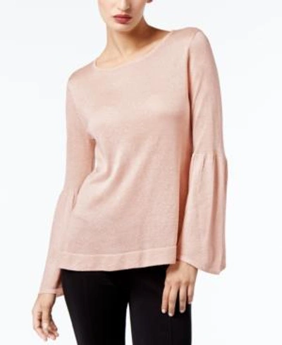 Shop Calvin Klein Bell-sleeve Sweater, A Macy's Exclusive Style In Blush