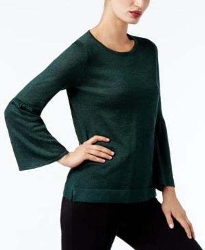 Shop Calvin Klein Bell-sleeve Sweater, A Macy's Exclusive Style In Malachite